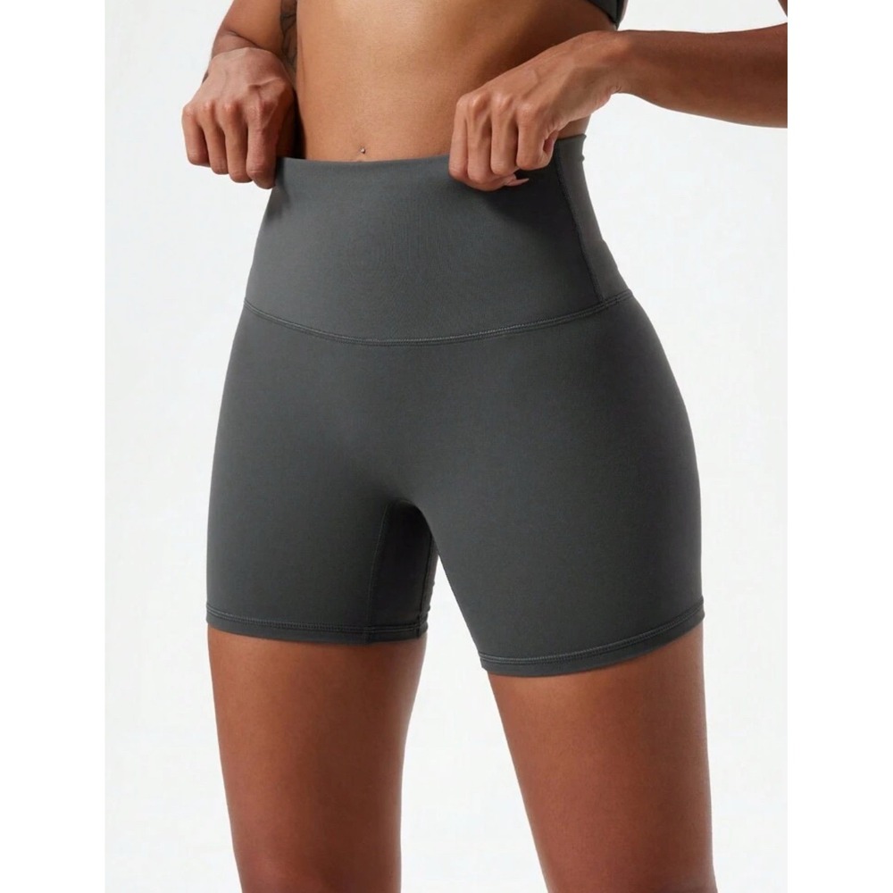 Gray High Waisted Athletic Gym Workout Shorts Women Size Small Charcoal